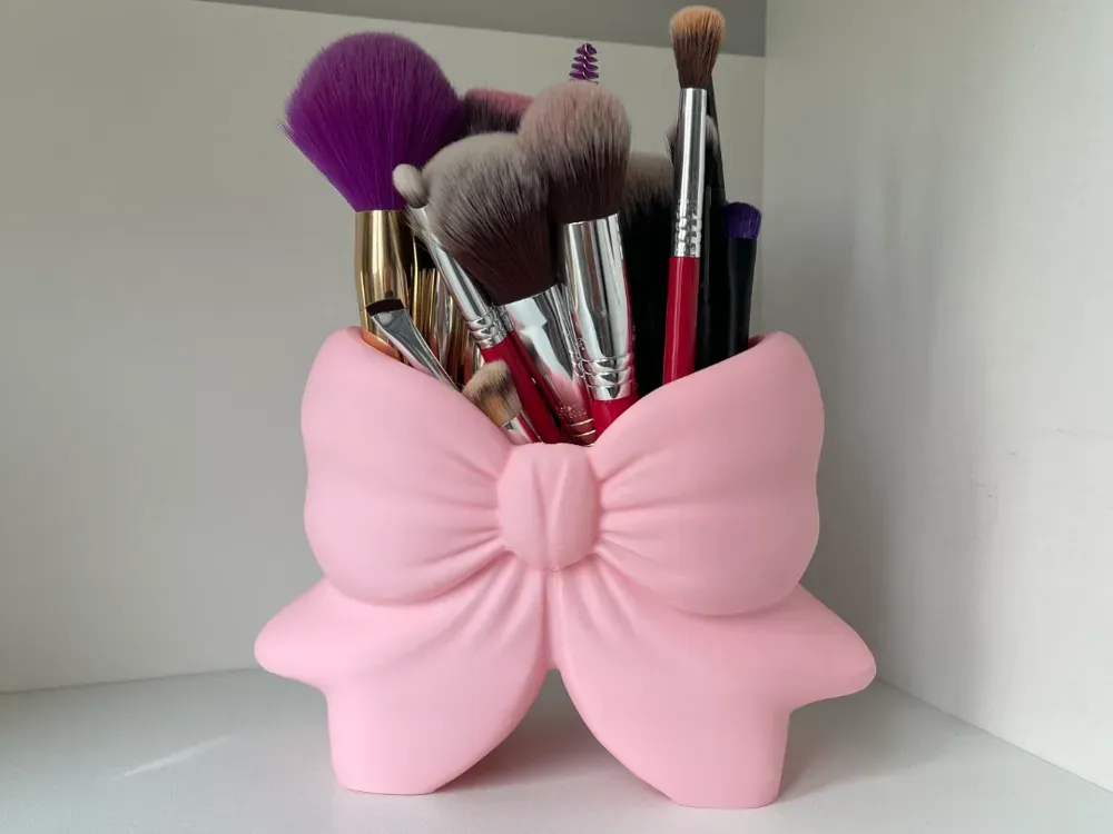 Organizador de maquiagem para pincéis de laço