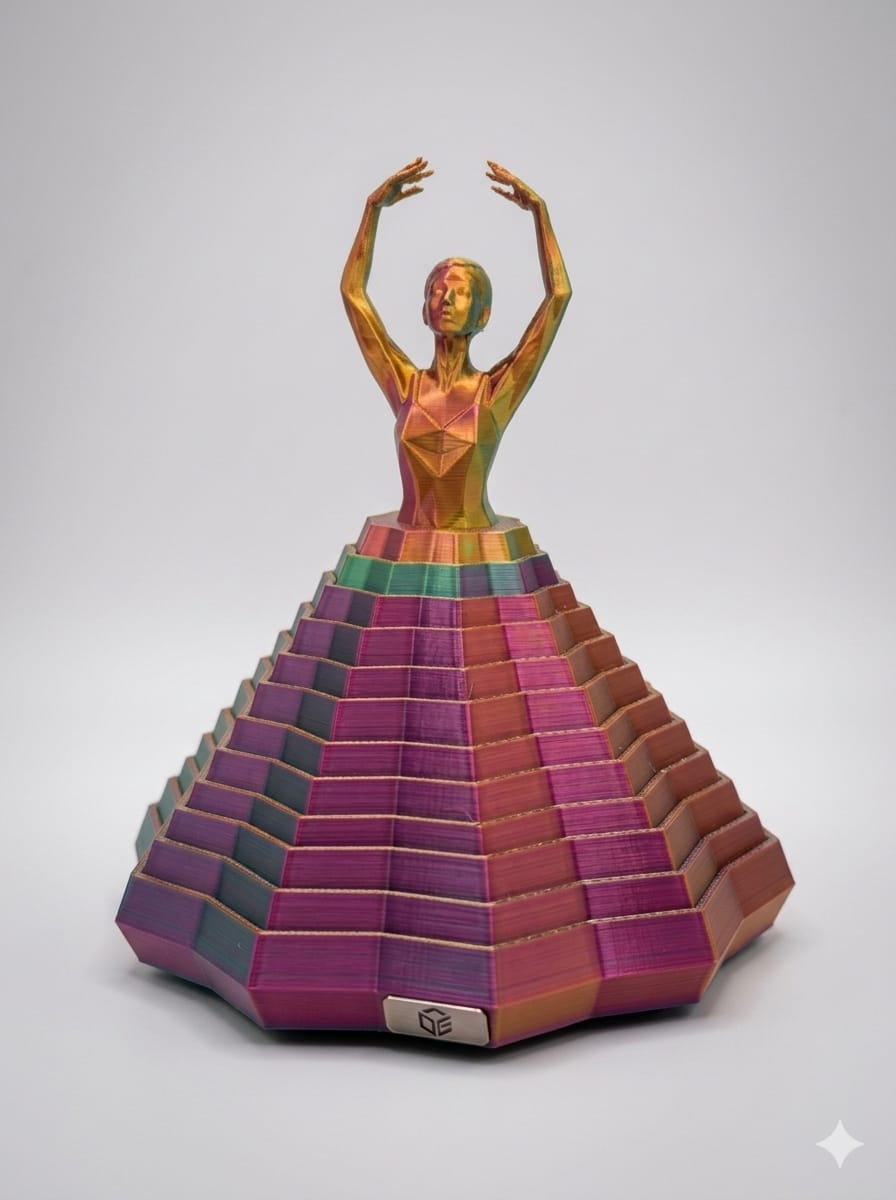 Bailarina giratória. versão luz e sombra, torre de cenoura descompressiva