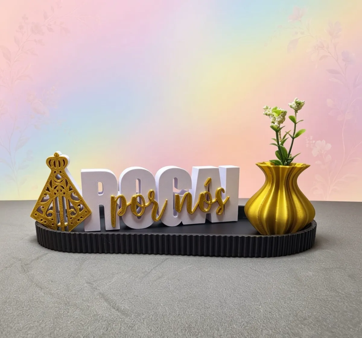 ✨ Decoração Religiosa "Rogai por Nós" com Vaso Decorativo — foto 1 de 4